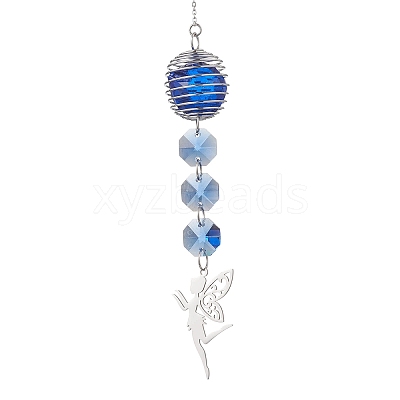 Glass Round & Octagonal Beads Hanging Suncatchers HJEW-JM04617-01-1