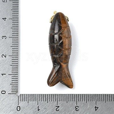 Natural Tiger Eye Carved Pendants G-P599-07G-03-1