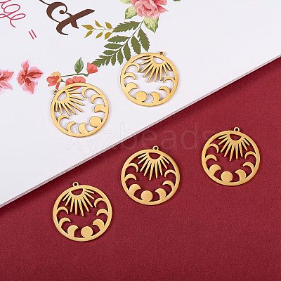 5Pcs Ion Plating(IP) 201 Stainless Steel Pendants STAS-SZ0002-07G-1
