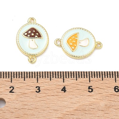 Autumn Brass Enamel Mushroom Links Connector Charms KK-K417-03C-G-1