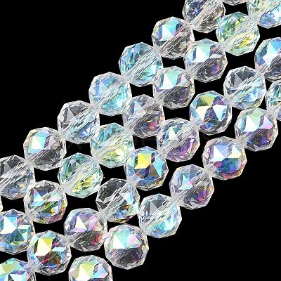 Transparent Electroplate Glass Beads Strands X-EGLA-N002-34C-B02-1