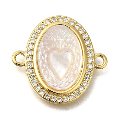 Rack Plating Brass Micro Pave Cubic Zirconia Connector Charm KK-P287-54G-1