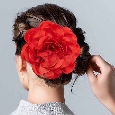 Polyester Flower Brooches JEWB-WH0021-54B-1