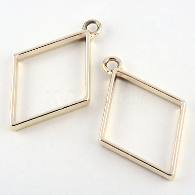 Rack Plating Alloy Rhombus Open Back Bezel Pendants LS-PALLOY-S047-14E-FF-1