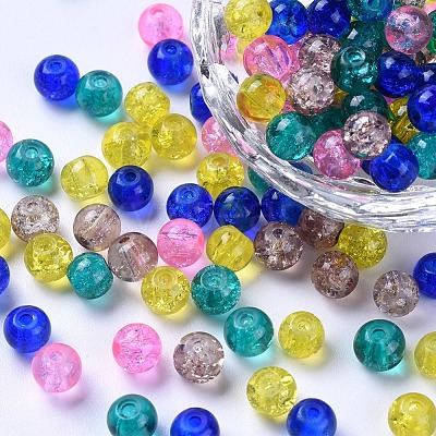 Baking Paint Crackle Glass Beads DGLA-X0006-6mm-04-1