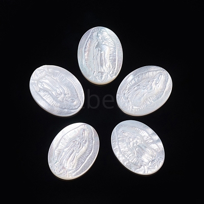 Natural White Shell Cabochons SSHEL-D083-17-1