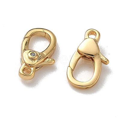 Flat Round Brass Micro Pave Clear Cubic Zirconia Lobster Claw Clasps KK-Z136-22G-01-1