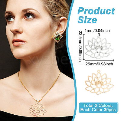 60Pcs 2 Styles Long-Lasting Plated Brass Pendants KK-HY0003-73-1