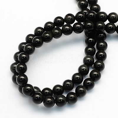 Natural Obsidian Round Beads Strands X-G-S156-8mm-1
