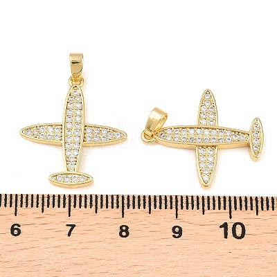 Brass Micro Pave Clear Cubic Zirconia Pendants KK-G549-18E-G-1