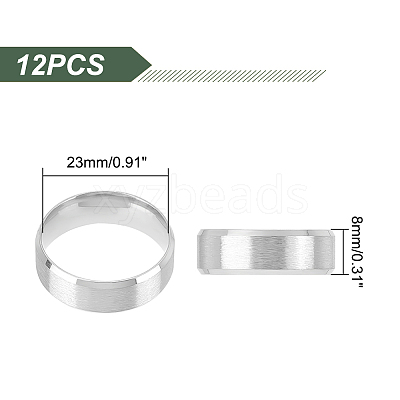 12Pcs 201 Stainless Steel Plain Band Ring for Men Women RJEW-UN0002-44C-1