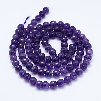 Natural Amethyst Round Bead Strands G-M212-6mm-01B-1