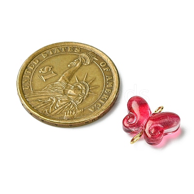 Butterfly Gradient Color Baking Paint Transparent Glass Connector Charms PALLOY-JF03278-01-1