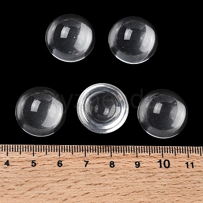 Transparent Half Round Glass Cabochons X-GGLA-R027-20mm-1