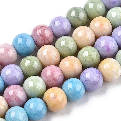 Opaque Crackle Glass Round Beads Strands X-GLAA-T031-01D-1