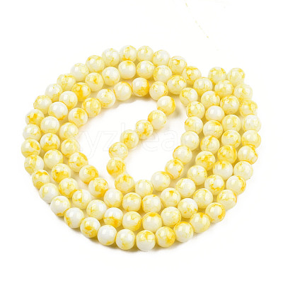 Spray Painted Glass Bead Strands GLAA-R139-8mm-17-1