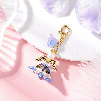 Handmade Glass Seed Beaded Angel Pendant Decorations HJEW-MZ00381-04-1