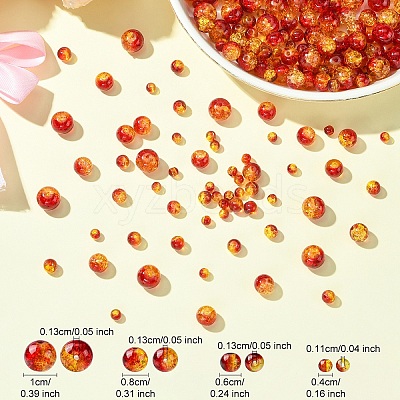 400Pcs 4 Styles Spray Painted Crackle Glass Beads CCG-YW0001-20A-1