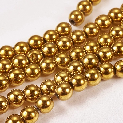 Electroplate Non-magnetic Synthetic Hematite Beads Strands G-J169A-6mm-04-1