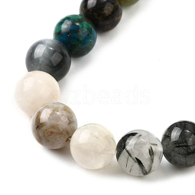 Natural Quartz Crystal & Rhodochrosite & Rose Quartz & Amethyst & Strawberry Quartz & Tourmalinated Quartz/Black Rutilated Quartz Beads Strands G-B143-A01-8mm-1