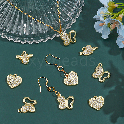 50Pcs 5 Styles Rack Plating Alloy Pendants FIND-CA0007-30-1