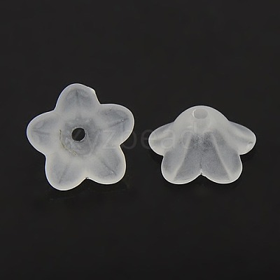 Chunky White Transparent Frosted Flower Acrylic Beads X-PL560-1
