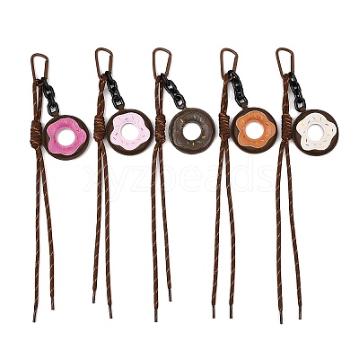 5Pcs Donut PU Leather & Polyester Rope Pendant Decorations HJEW-JM04427-1