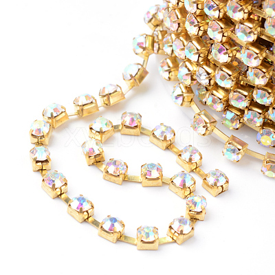 Brass Rhinestone Strass Chains CHC-T002-SS18-02C-1