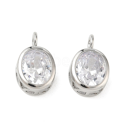 Brass Pave Clear Cubic Zirconia Pendants CU-CBA42CA-04B-P-1