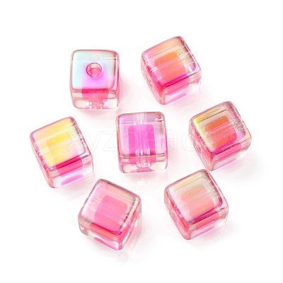 UV Plating Transparent Acrylic European Beads OACR-F004-10B-1