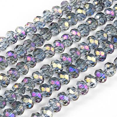 Electroplate Transparent Glass Beads Strands EGLA-A034-T6mm-G05-1