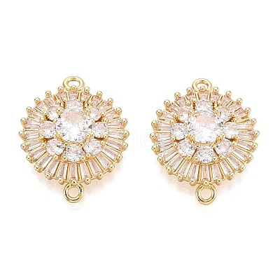 Brass Pave Clear Cubic Zirconia Connector Charms KK-N284-21G-1