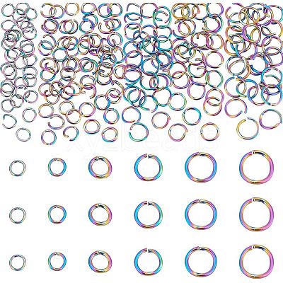 180Pcs 6 Styles 304 Stainless Steel Open Jump Rings STAS-UN0039-10-1