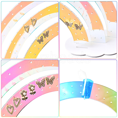 Laser Style Rainbow Shaped Acrylic Earring Organizer Display Stands AJEW-WH20020-150-1