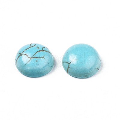 Craft Findings Dyed Synthetic Turquoise Gemstone Flat Back Dome Cabochons TURQ-S266-8mm-01-1