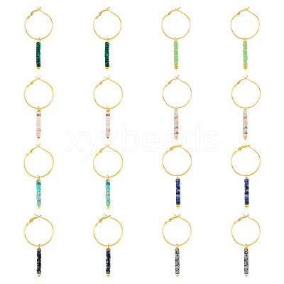 8 Pair 8 Style Natural & Synthetic Mixed Gemstone Beaded Column Drop Earrings EJEW-AB00040-1