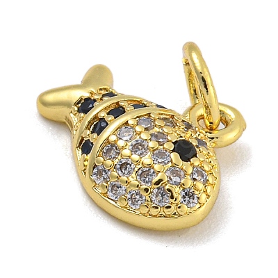 Rack Plating Brass Micro Pave Cubic Zirconia Charms KK-I718-03G-A-1