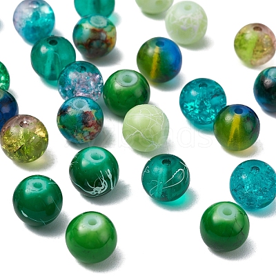 10 Style Spray Painted & Drawbench Transparent & Baking Paint Glass Beads GLAA-YW0001-26E-1