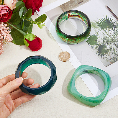 3Pcs 3 Styles Acrylic Bangles for Women BJEW-DC0001-30-1