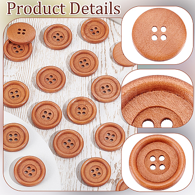 50Pcs Wood Buttons BUTT-GF0004-33-1