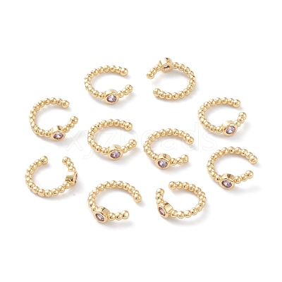 Brass Micro Pave Cubic Zirconia Cuff Earrings EJEW-H109-01I-G-1