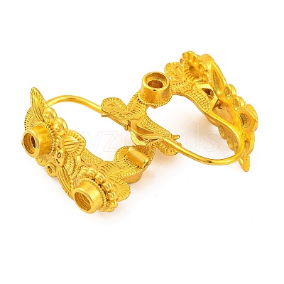 Flower Brass Earring Hooks with Round Tray KK-G502-24G-1