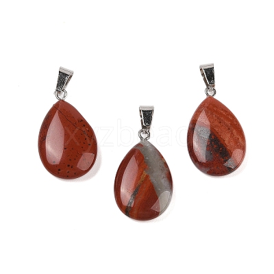 Teardrop Natural Red Rainbow Jasper Pendants G-Q368-20-1