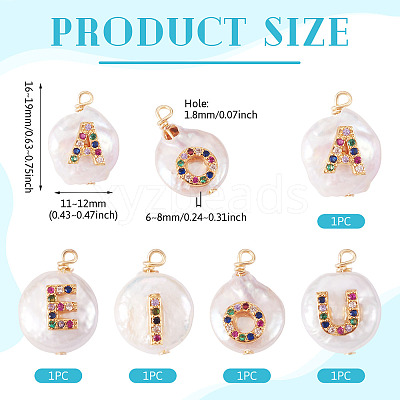 5Pcs 5 Styles Natural Cultured Freshwater Pearl Pendants PEAR-TA0001-30-1