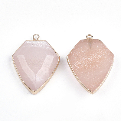 Electroplate Natural Pink Aventurine Pendants G-S344-20E-1