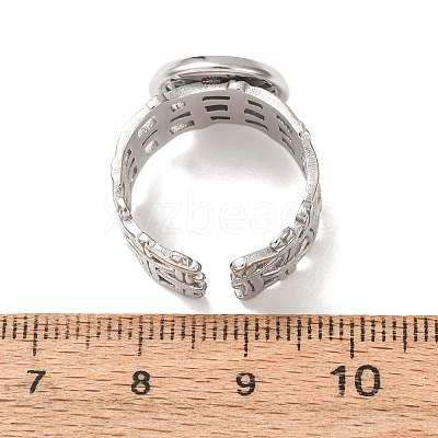 Woven Bezel 304 Stainless Steel Cuff Ring Components SA-CBAD8FA-01P-03-1