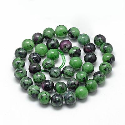 Natural Ruby in Zoisite Beads Strands G-R446-8mm-25-1