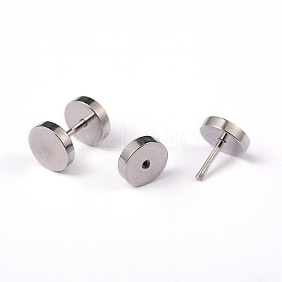 Tarnish Resistant Flat Round 304 Stainless Steel Barbell Cartilage Earrings EJEW-L164-05P-1