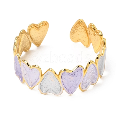 304 Stainless Steel Enamel Heart Open Cuff Bangles for Women SA-CBA1A30-01B-G-1