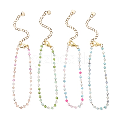 Round Handmade Glass Beaded Link Chain Bracelets for Women BJEW-JB13394-1